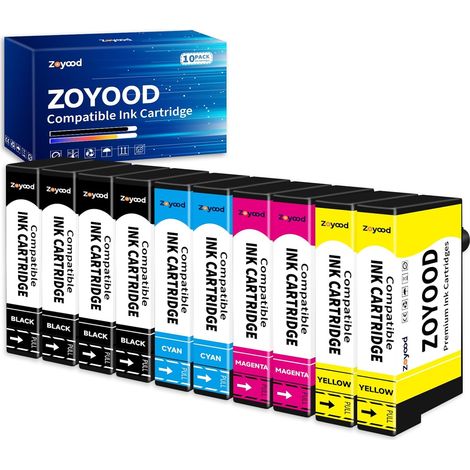 WF-3820 Cartouche d'encre Multipack Compatible pour Epson Workforce Pro WF-3825 WF-4820 WF-4825 WF-4830 WF-3820DWF WF-4820DWF WF-7310 WF-7830 WF-7835 WF-7840, Lot de 10 (1/5)