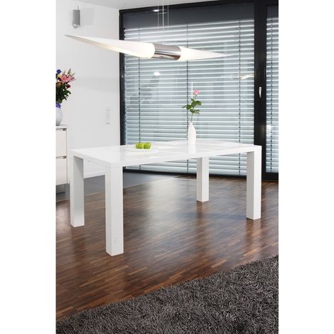 Table de Salle à Manger en MDF Blanc Laqué Brillant 120 x 80 x 76 cm - PANGIVO (1/3)