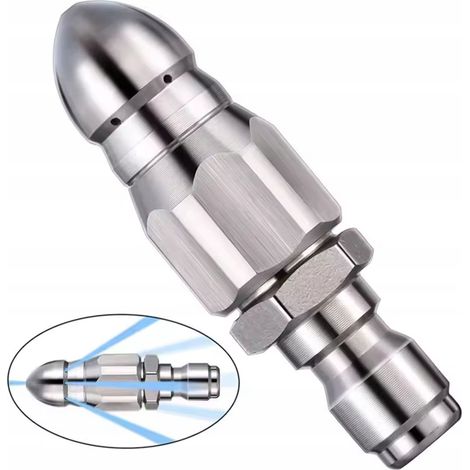 ClearFlow SteelJet 1/4 QuickConnect – Rohrreinigungsdüse 1 vorne Set 6 hinten  Schnellkupplung 1/4"  Edelstahl für Abflüsse