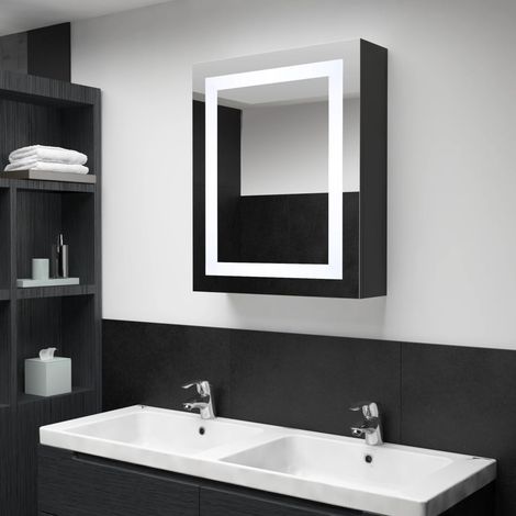 Armoire de salle de bain à miroir LED Armoire de rangement Placard de Rangement Toilettes 50x13x70 cm RTJEX944299 (1/5)