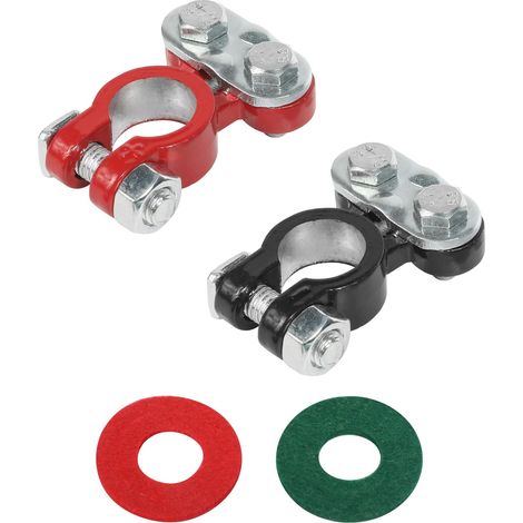 4-teiliges Batterieklemmen-Set, Kabelklemmen-Klemmenverbinder für Autozubehör, Klemmen- und Polscheiben-Set, kompatibel mit Autos, LKWs und Transportern (1/5)