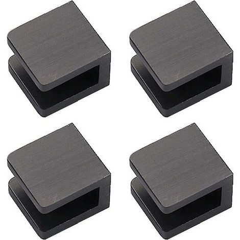 4 Pack Glass Clips, No Drilling Holes On Glass Glass Holder Shelf Bracket Clip Support (for 8mm-10mm Glass, Black) (1/4)