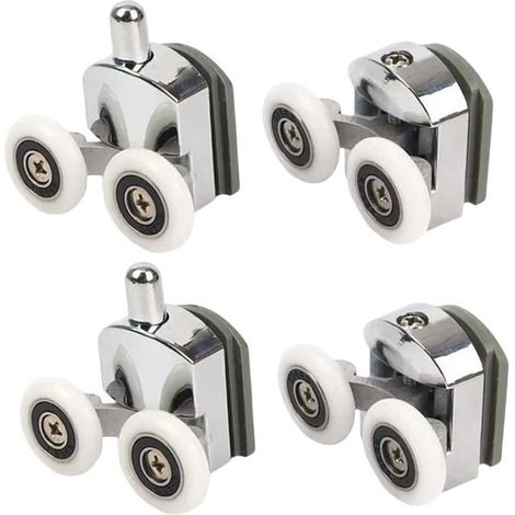 Roulettes de douche - Double - Chromé - 23 mm - Pack de 4 pièces (1/4)