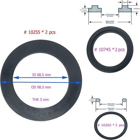 Ersatz-Unterlegscheiben und Dichtungen für Intex 25076RP (10745, 10262, 10255) und ein allgemeines Reparaturset (6-teilig). (1/3)