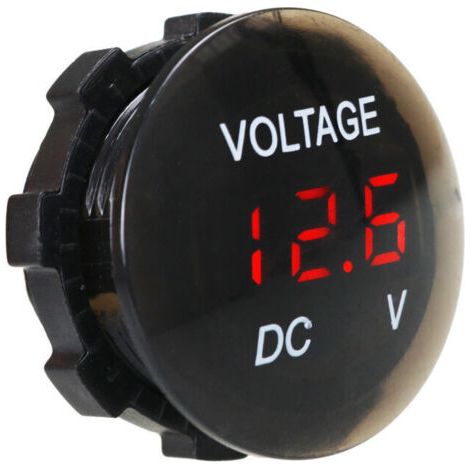 Voltmètre imperméable, Mini testeur de tension à affichage numérique DC 12V-24V Testeur à LED pour Voiture Moto Auto Truck Campervan (Rouge) (1/3)