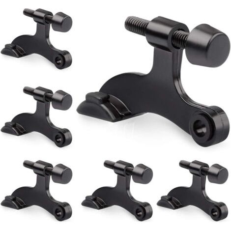 Paquet de 6 butées de porte à goupille de charnière noir-butée de porte à goupille de charnière robuste et réglable avec embouts de pare-chocs en caoutchouc noir (1/3)