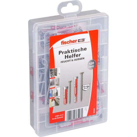 FISCHER BOÎTE DE CHEVILLES, 120 PIÈCES AVEC VIS EN ACIER INOXYDABLE ET CHEVILLES DUOPOWER - KIT UNIVERSEL POUR LES FIXATIONS DAN
