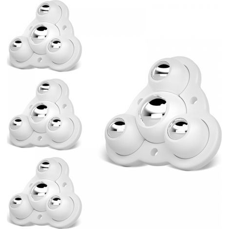 Mini rotella per mobili, rotella piccola per mobili, rotella universale girevole a 360° in acciaio, rotella piatta (bianca, 4 pezzi) (1/3)