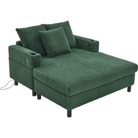 Fauteuil relax chaiselongue spacieux et moelleux avec porte-gobelets latéraux, ports USB et éclairage d’ambiance LED intégré – idéal pour le salon, la chambre ou la véranda (1/5)