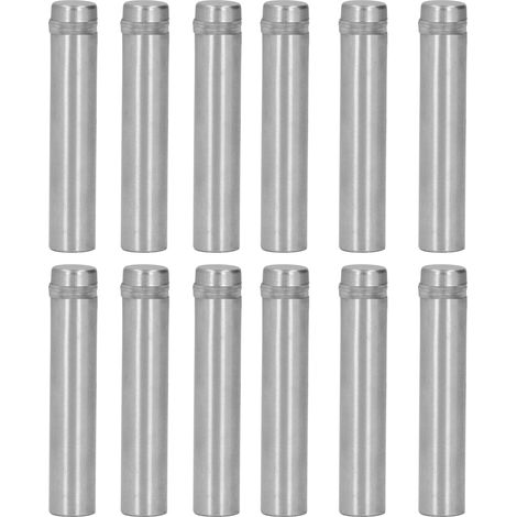 Lot de 12 vis d'entretoise en acier inoxydable 12x60 mm pour supports de panneaux, avec chevilles murales