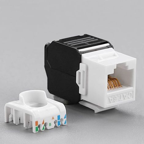 6 Stück 180-Grad-RJ45-CAT6A-Keystone-Buchse, werkzeugloser Keystone-Stecker (1/5)