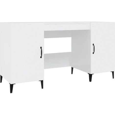 Maison Exclusive - Scrivania Bianco Lucido 140x50x75 cm in Legno Multistrato