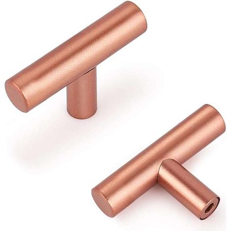 Tiradores para barandillas de muebles de un solo orificio, 10 unidades. Color oro rosa.