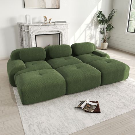 Canapé modulable salon en corduroy vert sans montage OKMYHOME (1/5)