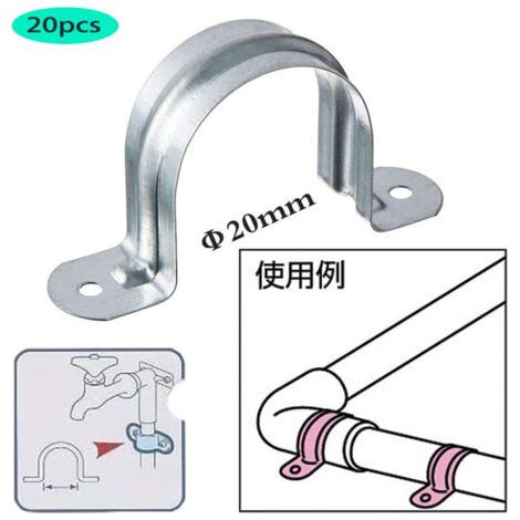 20 pièces colliers de serrage en acier inoxydable 304, attaches pour tuyaux en forme de U, brides de fixation à deux trous pour tubes et raccords (1/5)