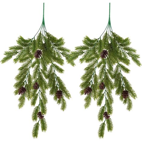 Branche de Sapin Artificiel Decorative Fausse Branche Sapin Artificiel Branches de Pin Artificielles pour Noël avec Pommes de Pin pour DIY Guirlande Cadre de Porte Fenêtre Cadeau Noël (1/5)