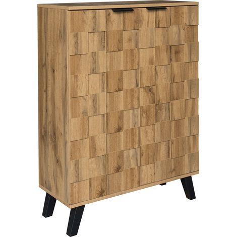 ELVMI Scarpiera con 2 Ante, 5 Scomparti e 4 Ripiani Regolabili per Ingresso in Pannelli di Particelle 80,5 × 35 × 109,5 cm Legno (1/5)