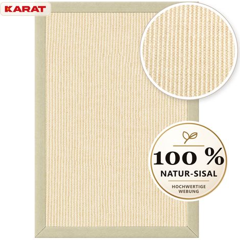 Sisal-Teppich Goa Naturteppich aus 100 % Sisal mit Stoffbordüre Creme 140 x 200 cm (1/4)
