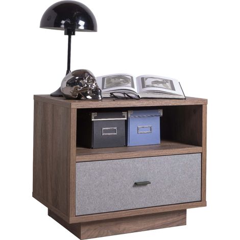 Comodino 1 cassetto noce-grigio cm 60x40x51h (1/5)