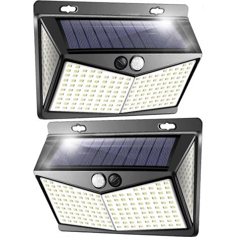 Projecteur solaire extérieur, 208 LED, IP65, détecteur de mouvement, applique murale, éclairage extérieur avec capteur. (1/5)