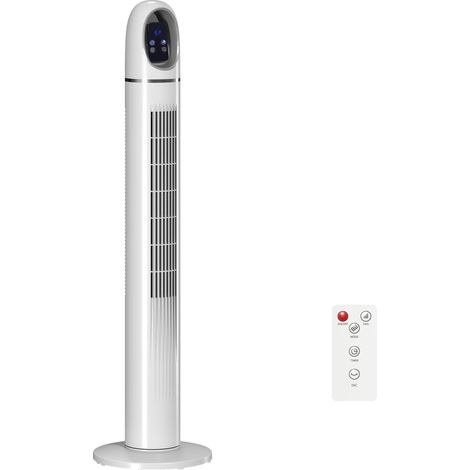 Ventilateur colonne, ventilateur tour pour chambre, 111 cm de haut, oscillant à 70°, 3 modes, 3 vitesses, blanc (1/2)