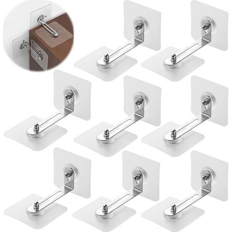 Set mit 8 Möbelsicherungsankern, selbstklebende Wandanker für Möbel, kein Bohren erforderlich, Kippsicherung, für Schubladen, Schränke, Kommoden