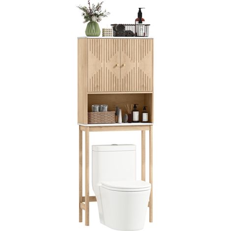 meuble de salle de bain à deux portes avec plaque de signalétique dimensions : 66 x 25 x 168 centimètres (1/5)