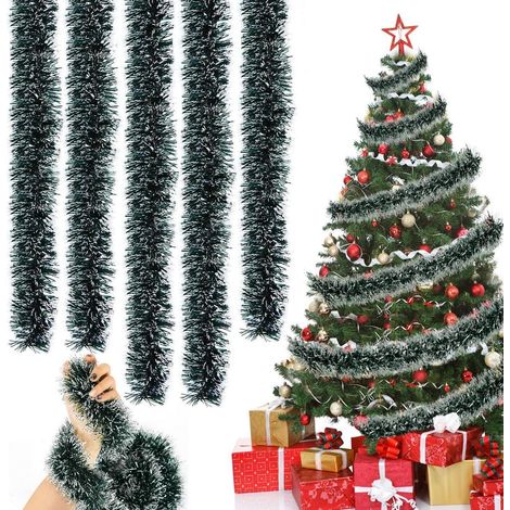 5er Set Lametta Girlande 2M für Weihnachtsbaum Deko, Wiederverwendbar
