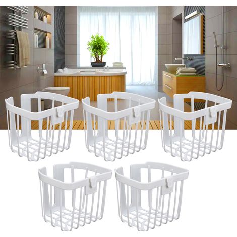 Lot de 5 porte-papier toilette mural blanc, sans perçage. (1/5)