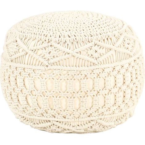 vidaXL Pouf fait à la main en macramé 45x30 cm Coton (1/5)