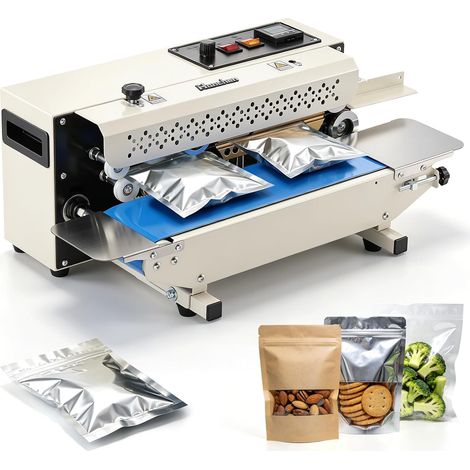 Scelleuse Thermique Automatique machine a sceller avec Convoyeur Soudeuse sac Plastique, Largeur de Scellage : 6-12 mm, Vitesse Maximale : 12 m/min, Plage de Température : 0-300 °C (1/5)