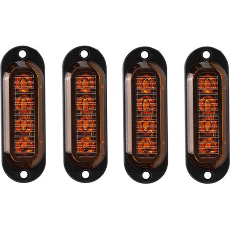 Set mit 4 ultrahellen 3000K IP65 wasserdichten LKW-Seitenmarkierungsleuchten, 12-24V gelbe Warnblinker, einfache Installation. (1/5)
