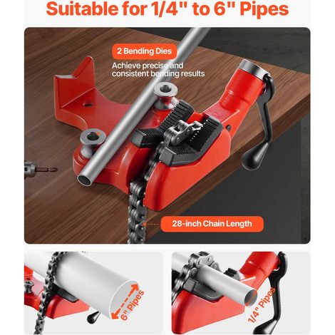 Étau à Chaîne d'Établi à Vis de Tuyaux 6,35-152,4 mm avec Chaîne Robuste 710 mm, Base en Fonte, Serrage de Qualité Industrielle, po… (1/5)