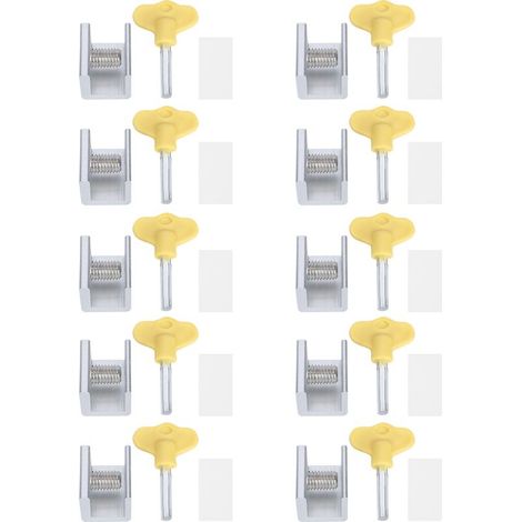 Serrure de sécurité pour fenêtre coulissante en aluminium – 10 pièces avec clés pour protection de la famille (anti-intrusion, facile à installer sans outils) (1/4)