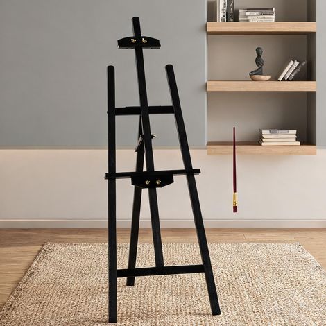Chevalet de peinture en pin réglable et pliable 134,5 cm nero (1/5)