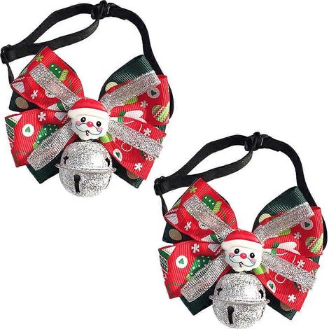 Collar con cascabel para perro, collar navideño para mascotas con lazo, 4 unidades. (1/5)
