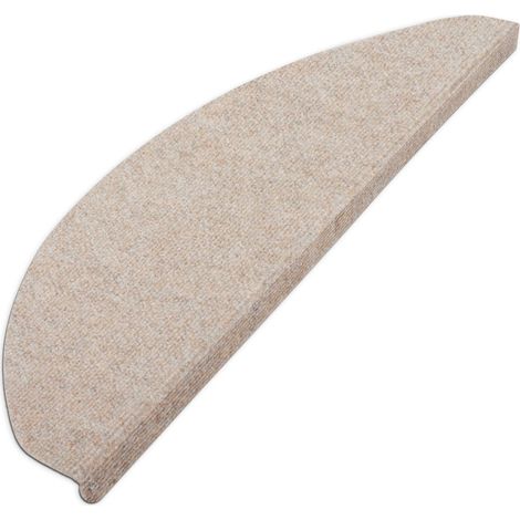 Karat – Tapis d'escalier Leipzig 21x65 cm – Fixation adhésive antidérapante – 100% polypropylène – Couleur beige (1/5)