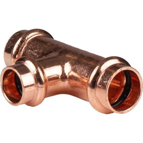 Kupfer Pressfitting T-Stück Mittelgang reduziert 18 x 15 x 18 mm V+M-Kontur DVGW