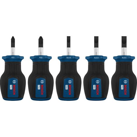Bosch PRO Hand Tool - Screwdriver PRO Stubby Screwdriver PZ/SL Set, 5 pcs 1600A03HU7 (1/5)