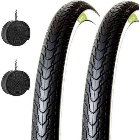 2 COPERTONI BIANCONERI + 2 CAMERE D'ARIA 26 X 1 3/8 BICI DONNA OLANDA Ecovelo (1/4)