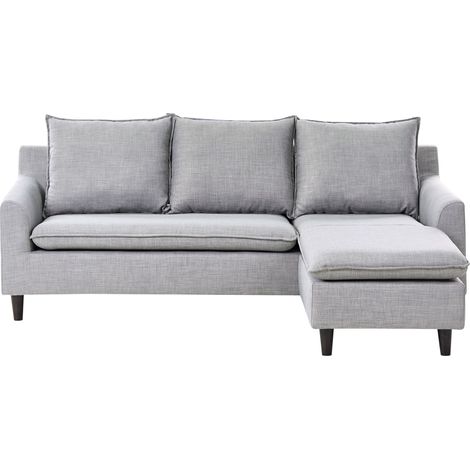 Corner Sofa 3 Seater ELVENES Fabric Light Grey Left Hand