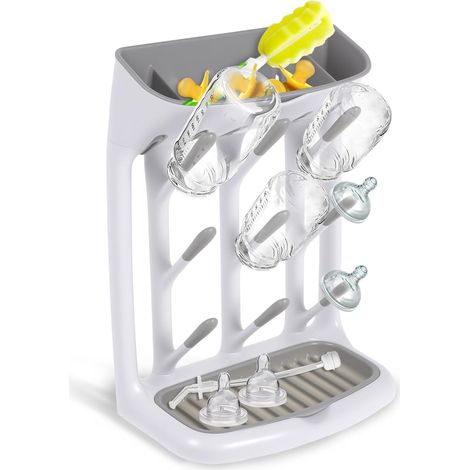 Vertikaler Flaschenabtropfer mit abnehmbarem Tablett, geeignet für 9 Flaschen, Pumpteil und Stillzubehör, unverzichtbar für Neugeborene