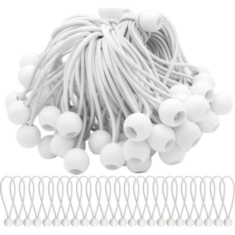 Lot de 50 Tendeur Elastique Cordons Élastiques avec Boules Sandow Elastique Boules Elastiques pour chapiteaux, tentes, bannières et bâches (1/5)