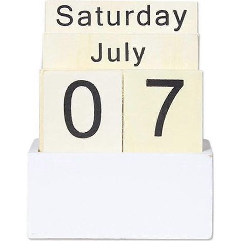 Ewiger Holzkalender, Vintage-Holzblock, Schreibtischaccessoire, Monat, Woche, Datum