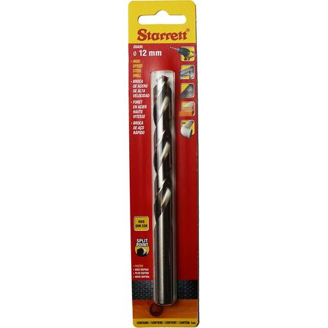 Starrett Punte da trapano a punta divisa, in acciaio HSS ad alta velocità, 12 x 151 mm, KBAR120, per acciaio e ghisa, materiali morbidi in ferro (1/4)