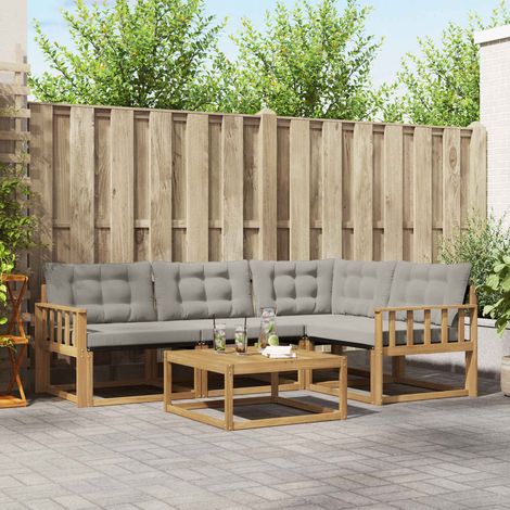 vidaXL Set di divani da esterno 5 pcs Bianco e Grigio Chiaro