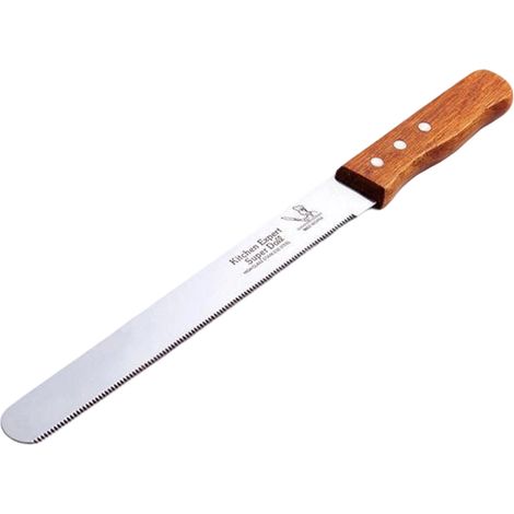 1 Couteau à pain, lame dentelée en acier inoxydable, manche en bois, pour trancher pain, gâteau, pâtisserie, cuisine (1/5)