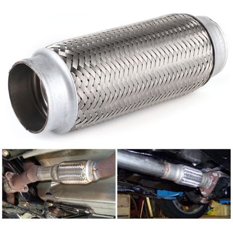 BUNTHAUS Tuyau flexible d'échappement en acier inoxydable, joint flexible, tube de réparation, accessoires automobiles 55 x 200 mm (1/5)