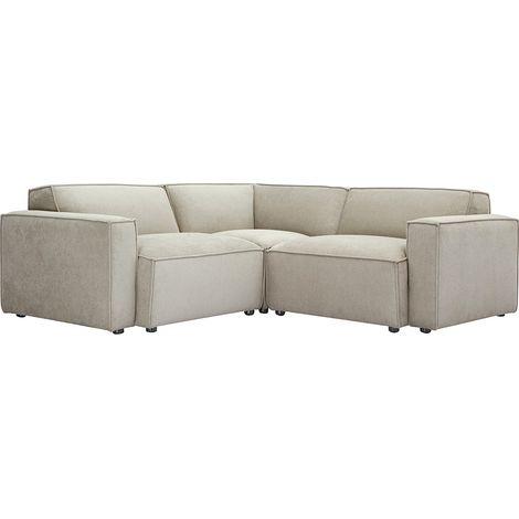 Sofá de esquina modular de 3 plazas en tela efecto terciopelo texturizado beige SPLIT