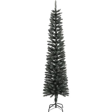 Sapin de Noël  Arbre de Noël artificiel mince avec support Vert 240 cm PVC (1/5)